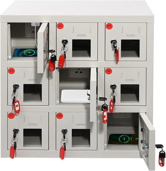 9 Slot Cellphone Charging Station Cell Phone Locker Cellphone Storage Cabinet by juckeyroot