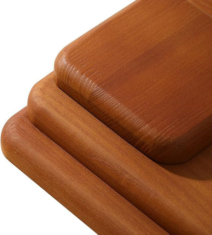 Wooden Jewelry Display Tray Rounded Rectangle Ring Showcase Stackable Elegant - Image 7