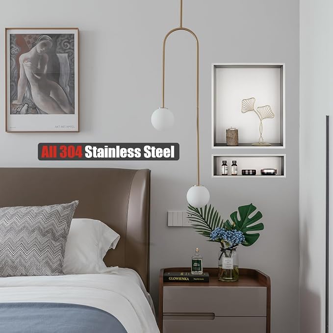 JQK Shower Niche No Tile Need, 304 Stainless Steel Recessed Shower Caddy - Image 3