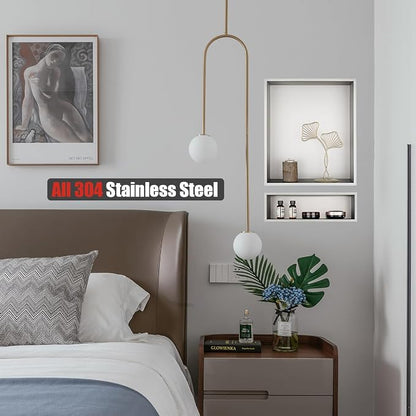 JQK Shower Niche No Tile Need, 304 Stainless Steel Recessed Shower Caddy - Image 3