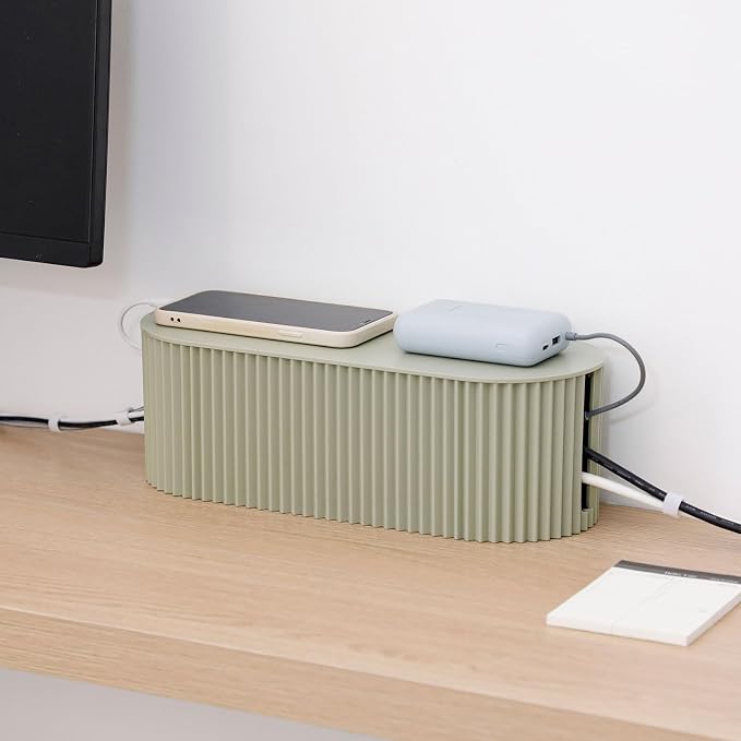 Green Cord Organizer Box, Plastic Cable Management Box by NINEWEEN