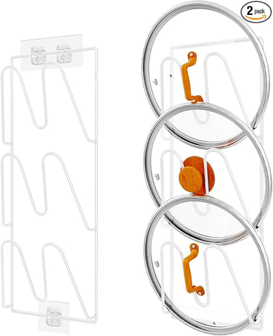 2 Pack Pot Lid Organizer Rack, 6-Tier Pot Lids Holder by Durmmur