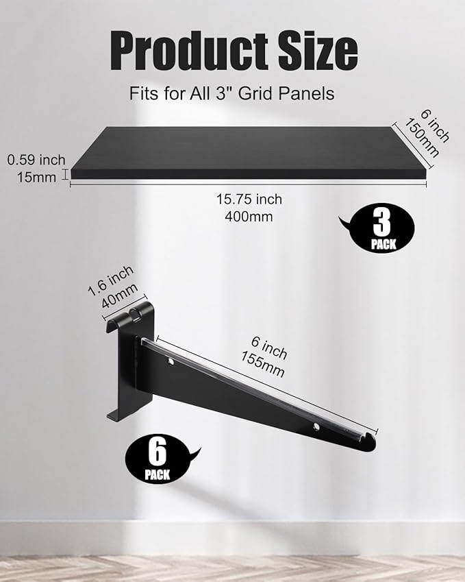3 Pcs Gridwall Shelf with Metal Brackets, Visualizer, Workbench and Bitchenette - Image 2