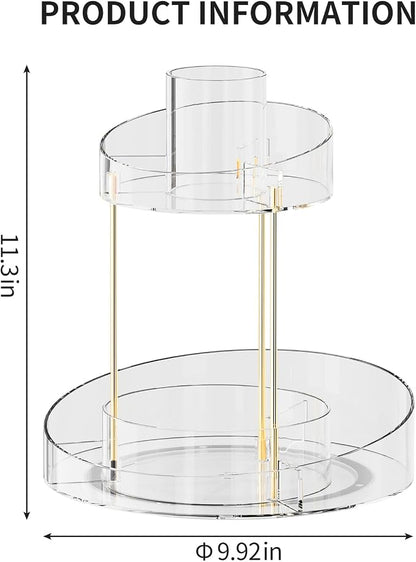 2 tier Makeup Organizer Countertop, 360 Rotating Makeup Organizer - Image 2