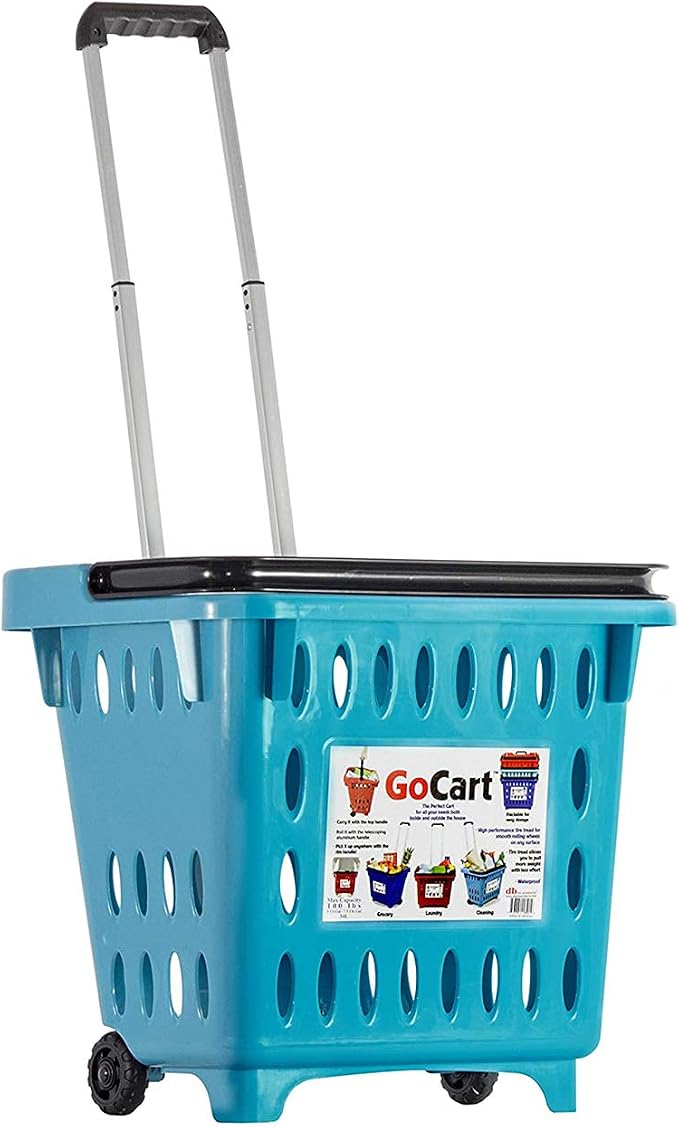 dbest products GoCart, Teal Grocery Cart Shopping Laundry Basket on Wheels by dbestproductsInc