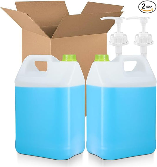 2 Pack 2.5 Gal Plastic F-Style Jug Reusable Food-Safe, Heavy-Duty HDPE by UMETASS
