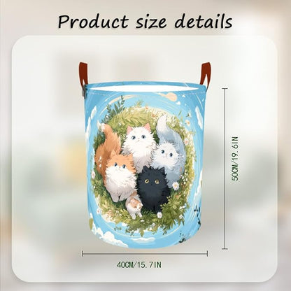 Laundry Baskets 15.7x19.7 Inch Large Kittens Meadow Design Collapsible Laundry - Image 3