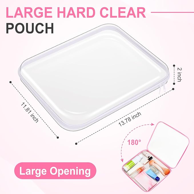 Sanwuta 6 Pcs Clear Hard Zipper Case Pencil Pouches Hard Plastic Zipper Pouches - Image 2