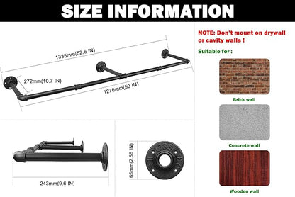 Livabber Industrial Pipe Clothes Rack, Heavy Duty Detachable Iron Garment Rack - Image 2