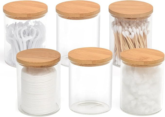 6 Pack Glass Qtip Holder Dispenser Set by BKYFPQ