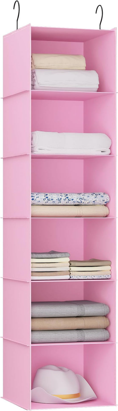 Hanging Closet Organizer, Easy Mount Foldable 6-Shelf Hanging Closet Wardrobe by DonYeco