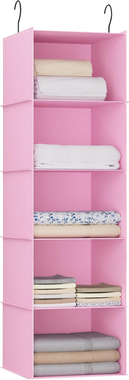 Hanging Closet Organizer, Easy Mount Foldable 5-Shelf Hanging Closet Wardrobe by DonYeco