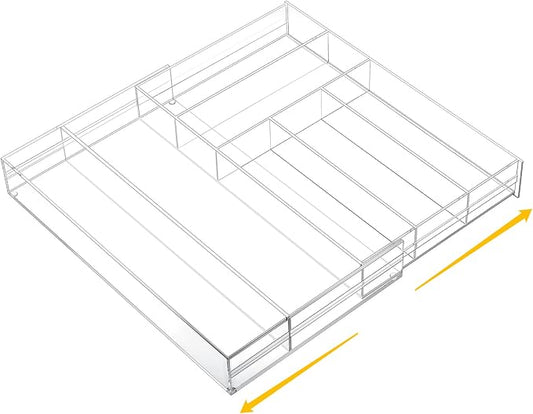 1 Pcs Acrylic Drawer Organizer 9'' up to 18'' x 15'' x 2'' Expandable Drawer by Briwooody