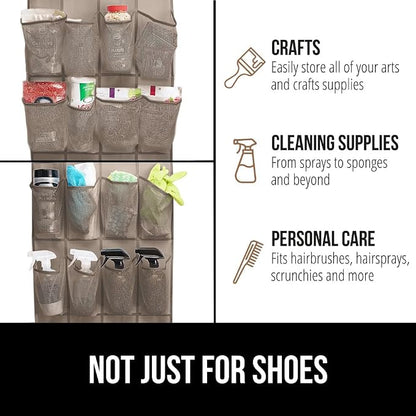 GORILLA GRIP Over the Door Shoe Organizer, 24 Large Breathable Mesh Pockets - Image 7