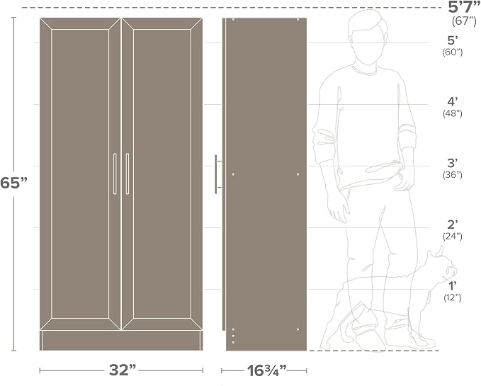 Prepac Natural Oak Elite 65" Tall Accent Kitchen Pantry Cabinet, Craft or - Image 4