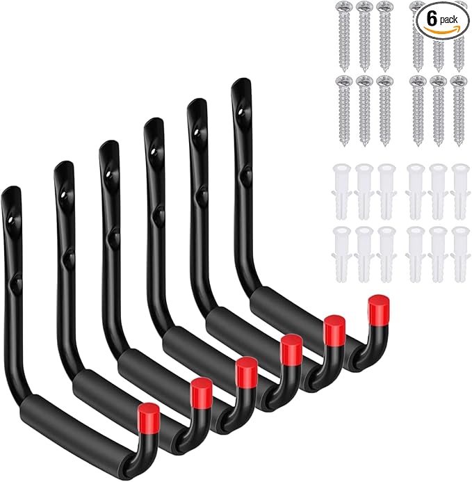 6 Pack Garage Hooks Heavy Duty, Utility Steel Hooks by CRXCRC