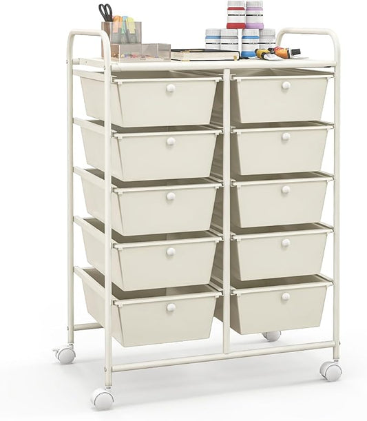 Giantex 10 Drawers Rolling Cart, Classroom Organizers, Storage Cart by Giantex