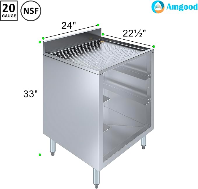 AmGood 22-1/2 in. x 24 in. x 30 in Stainless Steel Glass Rack Storage Cabinet - Image 2