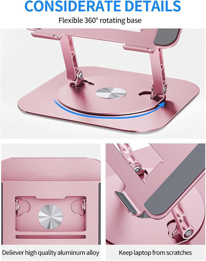 Adjustable Laptop Stand with 360 Rotating Base, Computer Stand - Image 4