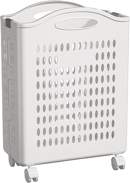 Rolling Laundry Hamper with Wheels White Plastic Storage Bin with Handles by HomePage