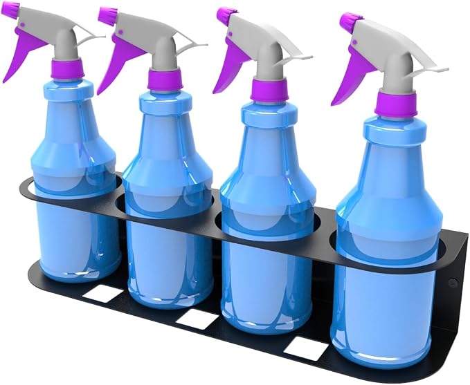 JINGCHENGMEI 4 Spray Bottles Holder, Steel Wall Mount Storage Organizer - Image 3