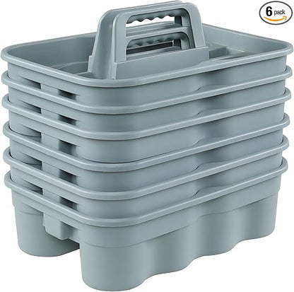 6-Pack Plastic Cleaning Storage Caddy, Cleaning Supply Carry Caddy by Dehouse
