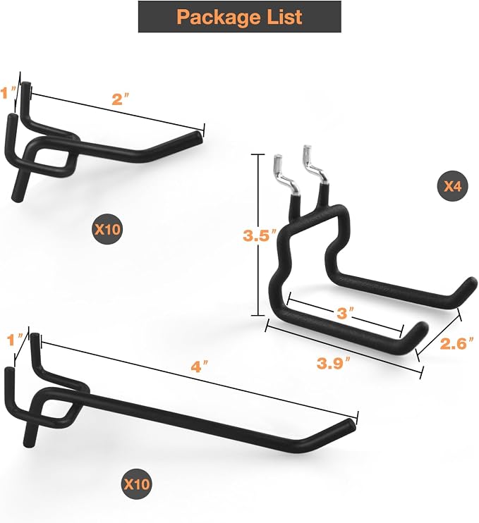 G.CORE 24-Pack Pegboard Hooks, Heavy Duty Metal Shelving Brackets, Wall - Image 2