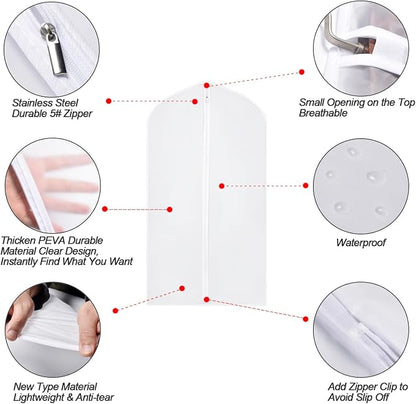 Garment Bag Covers 24''X54'' Lightweight White PEVA Breathable Bags - Image 3