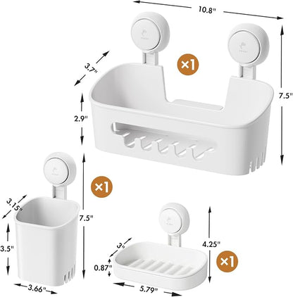 LEVERLOC Shower Caddy Suction Cup Set Shower Organizer & Soap Holder & - Image 8