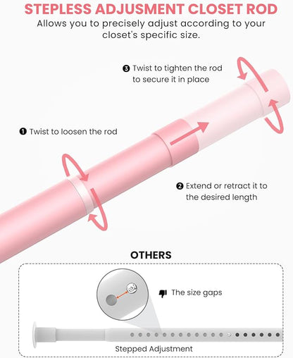 Closet Rods for Hanging Clothes, 17 to 39 Inches Stepless Adjustable Metal - Image 2