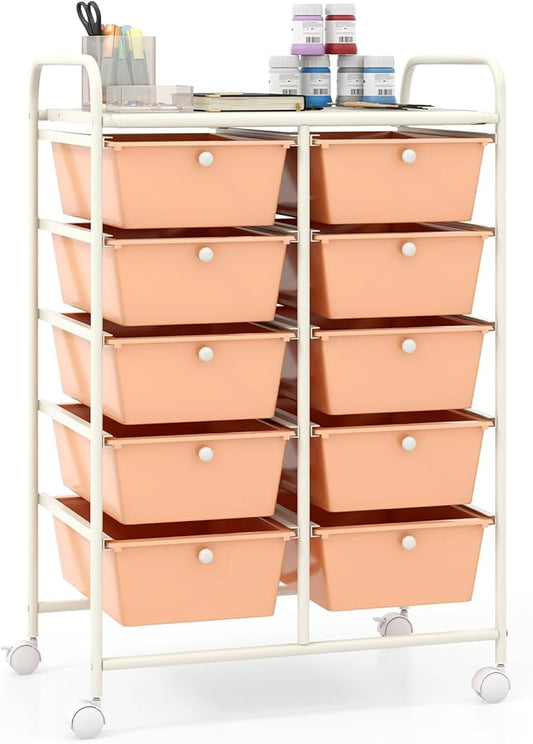 Giantex 10 Drawers Rolling Cart, Classroom Organizers, Storage Cart by Giantex