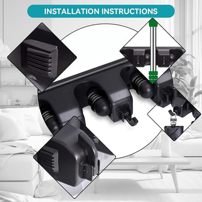 Broom Holder Wall Mount, 2 Packs Heavy Duty Cleaning Supplies Organizer - Image 3