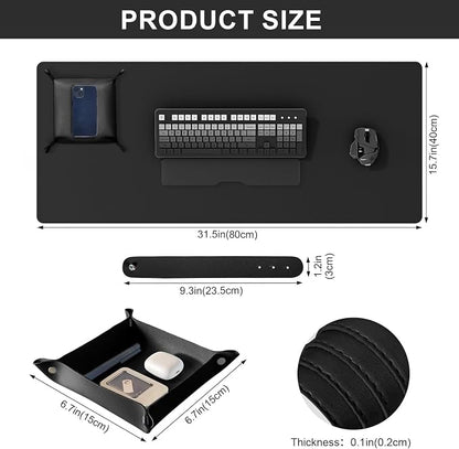 DAWNTREES Dual Sided Desk Mat, Leather Desk Pad, - Image 3