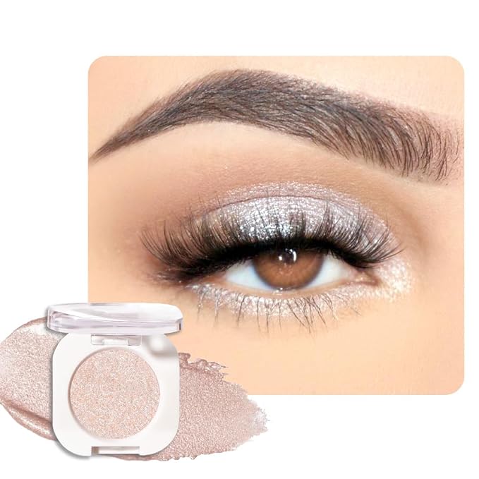 Pear White Shimmer Single Eyeshadow Makeup, Neutral Powde Eye Shadow by HHLTOH
