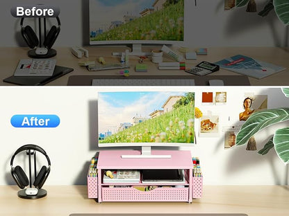 Spacrea Desk Organizer and Accessories, Computer Monitor Stand Riser - Image 2