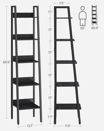 VASAGLE Bookshelf, 5-Tier Narrow Book Shelf, 11.8 x 13.3 x 66.9 Inches - Image 3