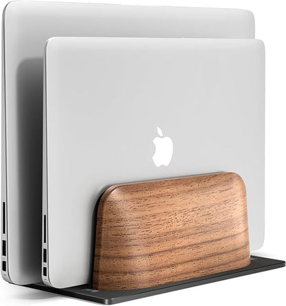 UPERGO Vertical Laptop Stand, Dual Slot Wooden Laptop Holder Vertical by UPERGO
