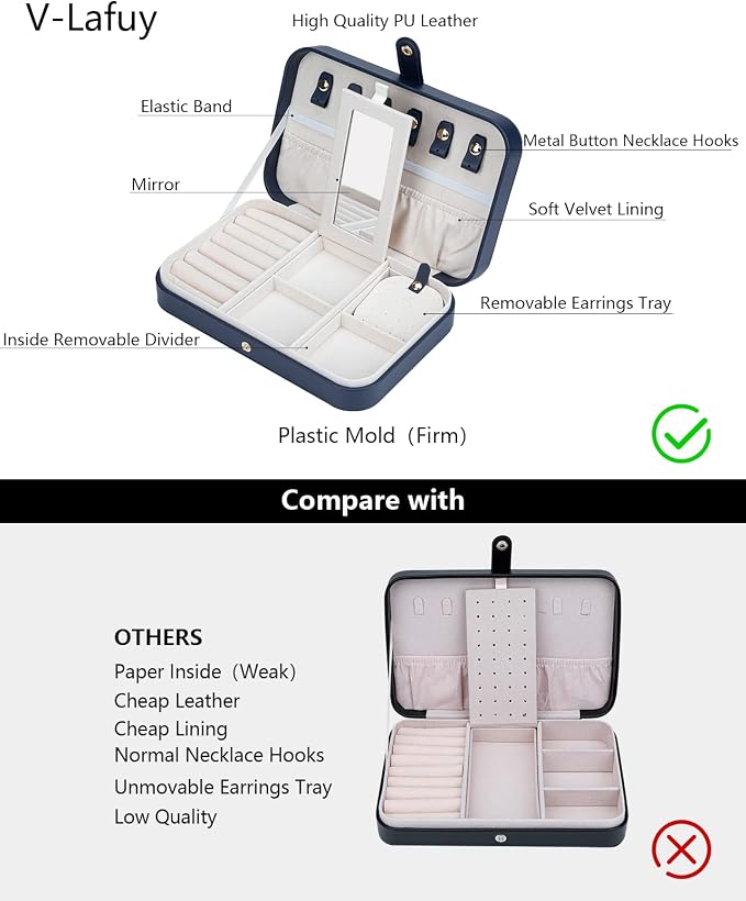 Travel Jewelry Case, Jewelry Box Small PU Leather Portable, Jewelry Travel Case - Image 3