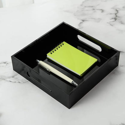 Black Sturdy Acrylic Tray with Handles-8x8 Inch- Countertop Organizer Tray - Image 5
