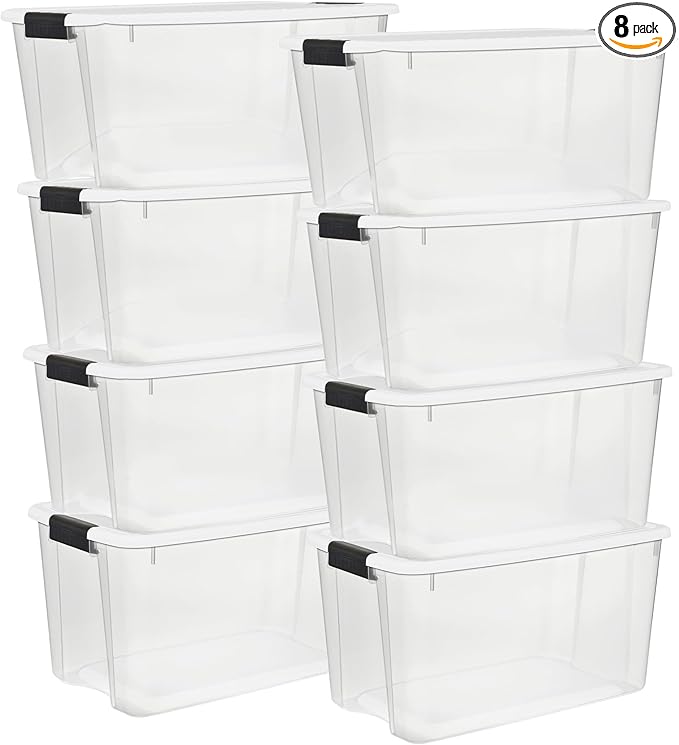 Sterilite 8 Pack Ultra Latching Box, Storage Bins by Sterilite