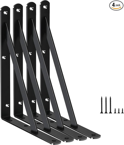 4 Pack L8 x H 6" Black Heavy Duty Shelf Brackets by MHMYDZ