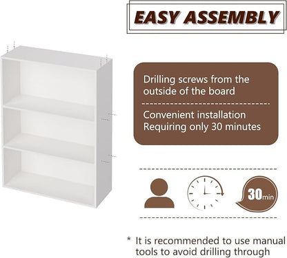 3 Tier Book Shelf，Wooden 3 Cube Storage Organizer, 33 Inch Versatile Cubes - Image 4