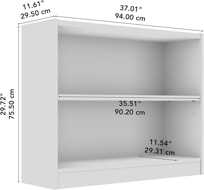 Bush Furniture Universal Small 2 Shelf Bookcase in Platinum Gray, Low Storage - Image 3