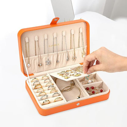 LANDICI Small Jewelry Box for Women Girls, PU Leather Travel Jewelry Case - Image 3