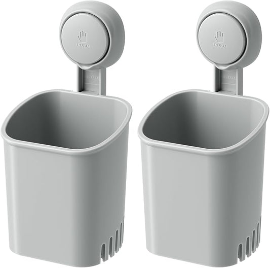 LEVERLOC Powerful Suction Toothbrush Holder 2 Pack, Removable Drill-Free Wall by LEVERLOC