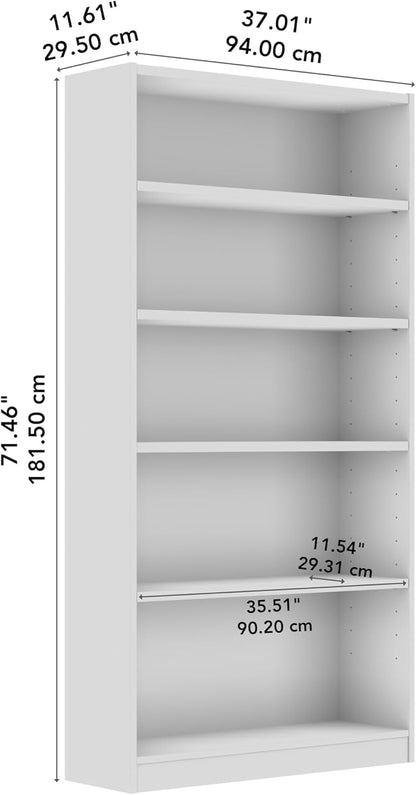 Bush Furniture Universal Tall 5 Shelf Bookcase in Natural Elm, Vertical Storage - Image 3