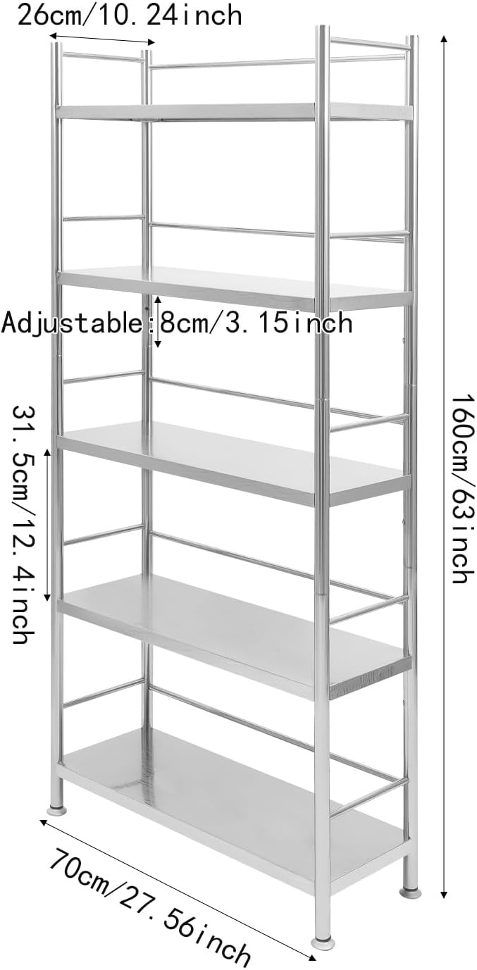 5-Tier Stainless Steel Shelf, Heavy Duty Storage Rack - Image 2