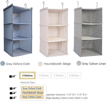 Hanging Closet Organizer, Easy Mount Foldable 3-Shelf Hanging Closet Wardrobe - Image 8