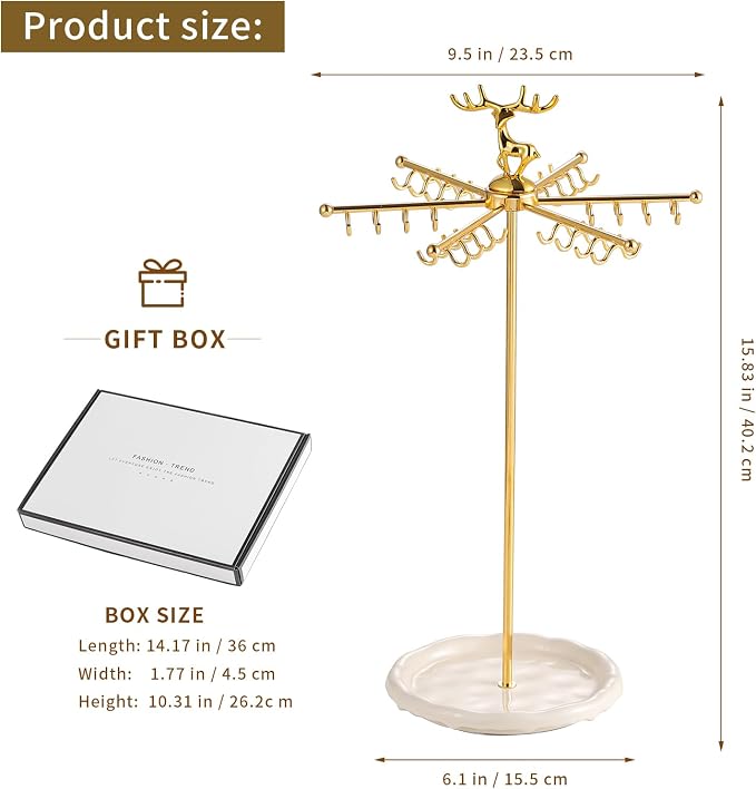 Necklace Holder Jewelry Stand, Rotating Necklace Holder Organizer - Image 2