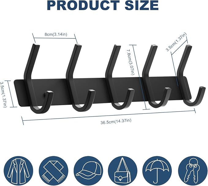 VAEHOLD Wall Hooks, Heavy Duty Aluminum Towel Hooks - Image 6